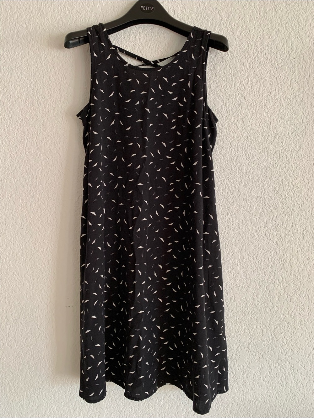 Black Sleeveless Swing Dress with Crisscross Back and Pockets